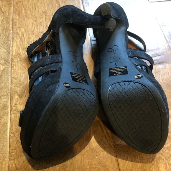 Jessica Simpson Strap Suede Heels in Black - Picture 5 of 7